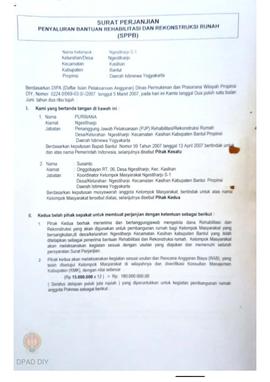 Surat Perjanjian Penyaluran Bantuan Rehabilitasi dan Rekonstruksi Rumah (SPPB), Nama Kelompok Nge...