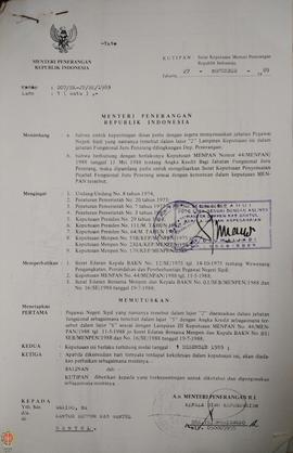 Bendel Kutipan Surat Keputusan Menteri Penerangan Republik Indonesia Nomor : 207/ SK-JP/BK/1989 m...