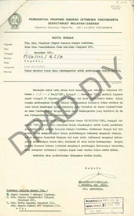 Nota Dinas Nomor 593/a.3406/ROI/91 tanggal 21 Desember 1991 dari Biro Bina Pemerintahan Umum Setw...