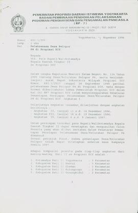 Surat dari Kepala BP-7 Daerah Istimewa Yogyakarta kepada para Bupati/Walikotamadya Kepala Daerah ...