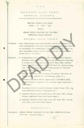 Surat Keputusan Menteri Dalam Negeri RI No : 69 Tahun 1973 tentang Pedoman Susunan Organisasi dan...