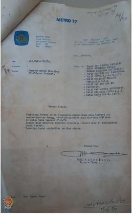 Surat dari Unit Produksi Film Metro 77 kepada Sri Paduka Paku Alam VIII selaku Wagub DIY tentang ...