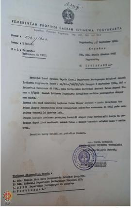 Surat dari Sekretaris Wilayah Daerah Provinsi DIY kepada Kepala Stasiun TVRI Yogyakarta Nomor 510...