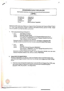 Amandemen Surat Perjanjian Penyaluran Bantuan Rehabilitasi dan Rekonstruksi Rumah (SPPB),  Nama K...