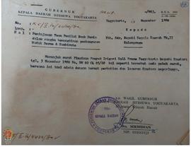 Surat dari Gubernur DIY kepada Bupati Kulon Progo tanggal 13 Nopember 1980 tentang peninjauan tea...
