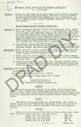 Surat keputusan Kepala Daerah DIY no. 385/1973 tanggal 20 Oktober 1973 tentang pemberian dengan h...