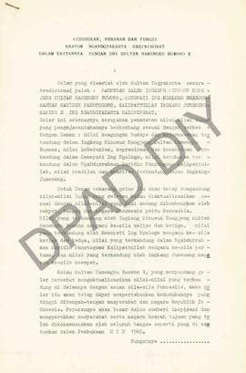Makalah tentang Penelusuran Keistimewaan Daerah Istimewa Yogyakarta tanggal 25 Januari 1989 oleh ...