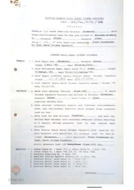 Surat Keputusan Gubernur Kepala Daerah DIY No. 166/Idz/KPTS/1986 tanggal 27 Pebruari 1986 tentang...