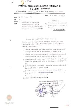 Surat pengantar dari Bupati/Ketuia PPD II Kabupaten Kulon Progo No : 103/LC.2/V/1982 tanggal 31 M...