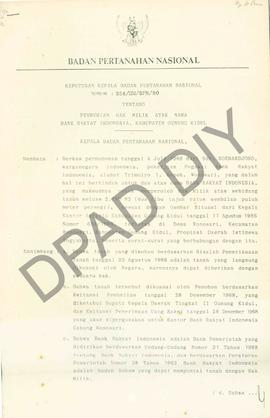 Keputusan Kepala  Badan Pertanahan Nasional Nomor: 354/HM/BPN/1990 tentang Pemberian Hak Milik At...