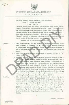 Surat Keputusan Gubernur Kepala Daerah Istimewa Yogyakarta No. 13/KPTS/ILP/1987 tanggal 3 Oktober...
