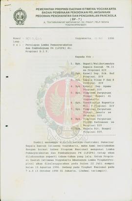 Surat dari Kepala BP-7 Pemerintah Provinsi Daerah Istimewa Yogyakarta kepada Bupati/Walikotamadya...