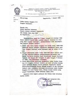 Surat dari Kepala BP-7 Provinsi Daerah Istimewa Yogyakarta kepada Pejabat Gubernur Kepala Daerah ...