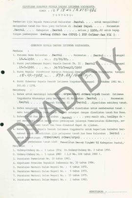 Surat Keputusan Gubernur DIY No. 25/Id2/KPTS/1986 tentang pemberian ijin kepada Pemerintah Kalura...
