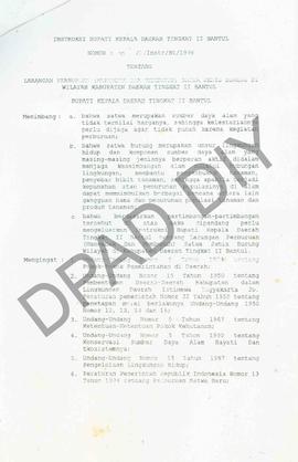 Instruksi Bupati Kepala  Daerah Tingkat II Bantul Nomor: 10/B/Inst/1998 tentang larangan perburua...