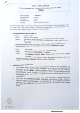 Surat Perjanjian Penyaluran Bantuan Rehabilitasi dan Rekonstruksi Rumah (SPPB), Nama Kelompok Mas...