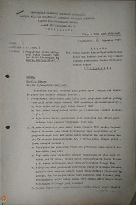 Surat Edaran Kepala Kantor Perbendaharaan Negara (KPN)Yogyakarta Nomor : 11/SE/1986 tanggal 19 De...
