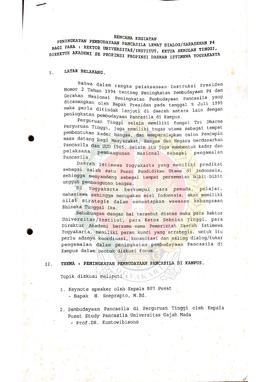 Rencana Kegiatan Peningkatan Pembudayaan Pencasila lewat Dialog/Sarasehan P-4 bagi Para Rektor Un...