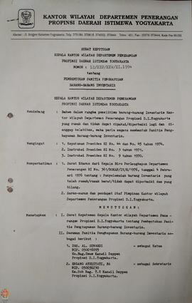 Surat Keputusan Kepala Kantor Wilayah Departemen Penerangan Daerah Istimewa Yogyakarta Nomor : 12...