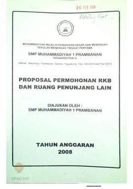 Proposal permohonan RKB dan ruang diajukan oleh penunjang lain SMP Muhammadiyah I Prambanan tahun...