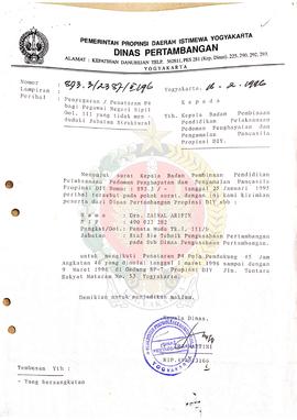 Surat dari Kepala Dinas Pertambangan  Daerah Istimewa Yogyakarta kepada Kepala BP-7  Daerah Istim...