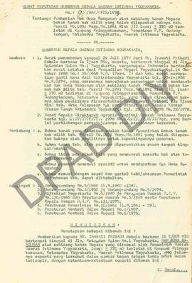 Surat keputusan Gubernur Kepala Daerah DIY, no. 94/HAK/KPTS/1979 tentang pemberian Hak Guna Bangu...