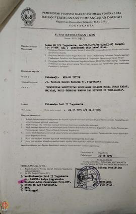 Berkas surat perihal permintaan izin penelitian mahasiswa atas nama Sudarmaji dkk guna penyusunan...
