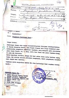 Surat dari Pimpinan proyek Irigasi Kali Progo No. Um.02.01.01/ 231/ 81 tanggal 16 Nopember 1981 k...