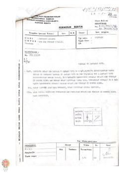 Surat kawat dari Depdagri kepada Gubernur KDH TK I DIY tentang  Pemberhentian Ir. R. Darmakum Dar...