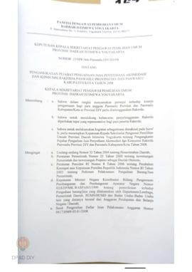 Surat Perintah Kerja No 49/SPK/Sek.Panwaslu DIY/XII/08 tentang Pengadaan Jasa Penyediaan Akomodas...