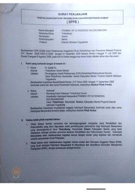 Surat Perjanjian Penyaluran Bantuan Rehabilitasi dan Rekonstruksi Rumah (SPPB),  Nama Kelompok I ...