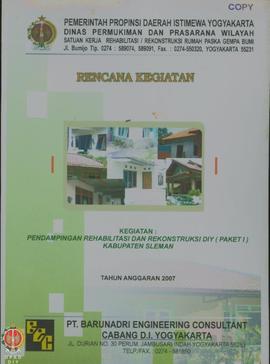 Rencana Kegiatan Pendampingan Rehabilitasi dan Rekonstruksi Daerah Istimewa Yogyakarta (Paket I) ...