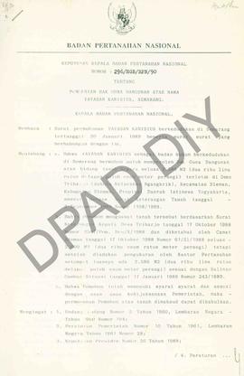 Keputusan Kepala  Badan Pertanahan Nasional Nomor: 296/HGB/BPN/1990 tentang Pemberian Hak Guna Ba...