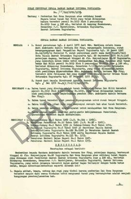Surat keputusan Gubernur Kepala Daerah DIY, no. 78/HAK/KPTS/1979 tanggal  16 Oktober 1979 tentang...