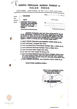 Surat dari Bupati/Ketua PPD Tk II Kulon Progo No: 116/LC-2/VI/82 tanggal 22 Juni 1982 kepada Waki...