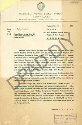 Surat-surat dari Sekretaris Wilayah Daerah, Drs.Suprastowo a.n. Wakil Gubernur Kepala Daerah Isti...
