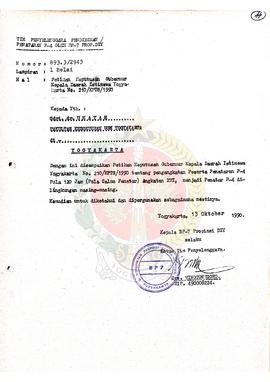 Bendel Surat dari Kepala BP-7 Provinsi Daerah Istimewa Yogyakarta Selaku Ketua Tim Penyelenggara ...