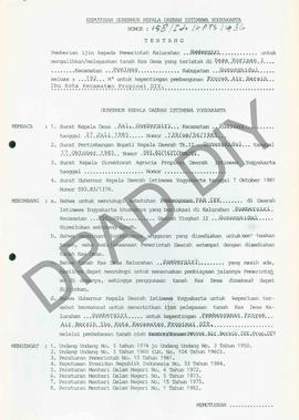 Surat Keputusan Gubernur Kepala DIY No. 158/Idz/KPTS/1986 tentang pemberian ijin kepada Pemerinta...