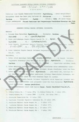 Surat Keputusan Gubernur DIY No. 97/Id2/KPTS/1986 tentang pemberian ijin kepada Pemerintah Kalura...