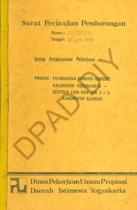 Surat perjanjian pemborongan nomor : 602.13/2610 tanggal 29 Juni 1983 untuk pekerjaan proyek pemb...