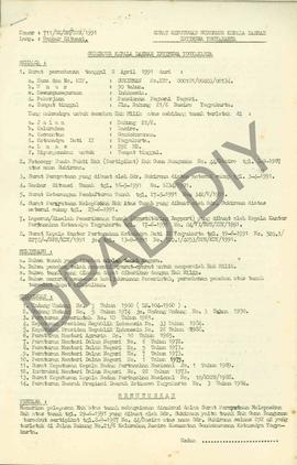 Surat Keputusan Gubernur Kepala  Daerah Istimewa Yogyakarta Nomor: 711/SK/HM/BPN/1991 tanggal 30 ...