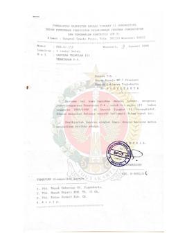 Surat dari Kepala BP-7 Kabupaten Gunungkidul kepada kepala BP-7 Provinsi Daerah Istimewa Yogyakar...
