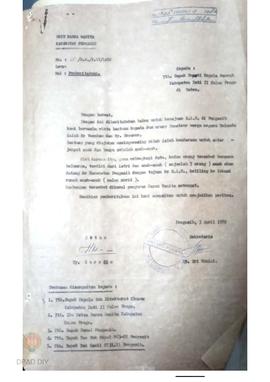 Surat dari Ketua Dharma Wanita Kec. Pengasih No. 18/ DW/ P.IV/ 1982 tanggal 3 April 1982 kepada B...