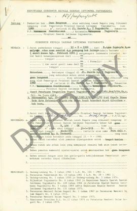 Surat Keputusan Gubernur Kepala DH, No. 854/Hak/Kpts/1982, tanggal 30 September 1982 tentang Pemb...