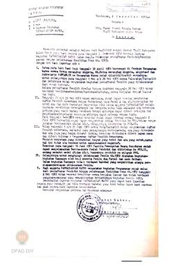 Laporan pelaksanaan tugas PANWASLAKCAM se Kabupaten Kulon Progo tahun 1982