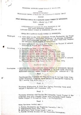 Surat Keputusan Kepala BP-7 Kabupaten Daerah Tingkat II Gunung Kidul Nomor 188.45/173/1991 tentan...