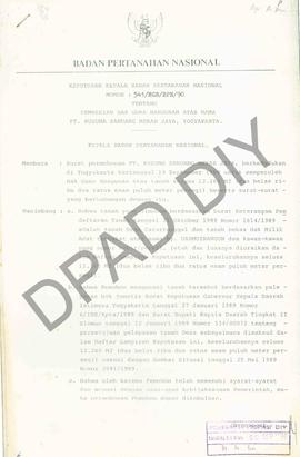 Keputusan Kepala  Badan Pertanahan Nasional Nomor : 541/HGB/BPN/1990 tentang pemberian Hak Guna B...