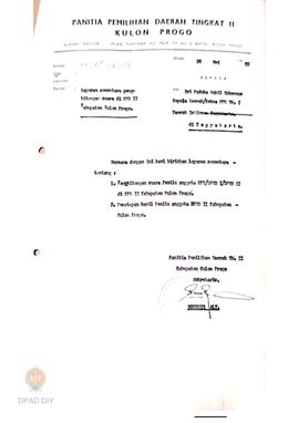 Surat dari Panitia Pemilihan Dati II Kabupaten Kulon Progo No: 99/LC?V/1982 tanggal 28 Mei 1982 k...