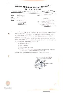 Surat dari Ketua PPD II Kab. Kulon Progo No. 17/LC. 2/II/82 tanggal 4 Februari 1982 kepada Ketua ...