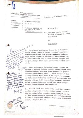 Surat dari Pangkopkamtib No. B/ 16/ Kamwil/ X/ 1982 tanggal 8 Oktober 1982 kepada Gubernur Kepala...